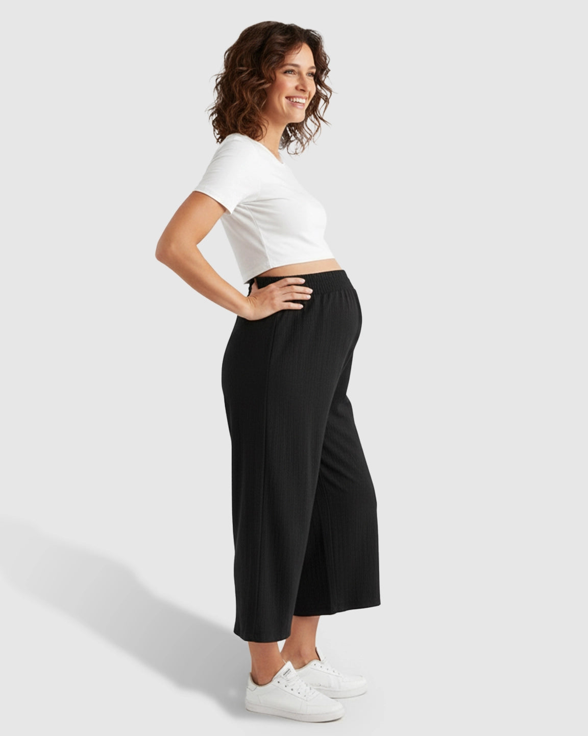 High-Waist Flowy Wide-Leg Maternity Pants