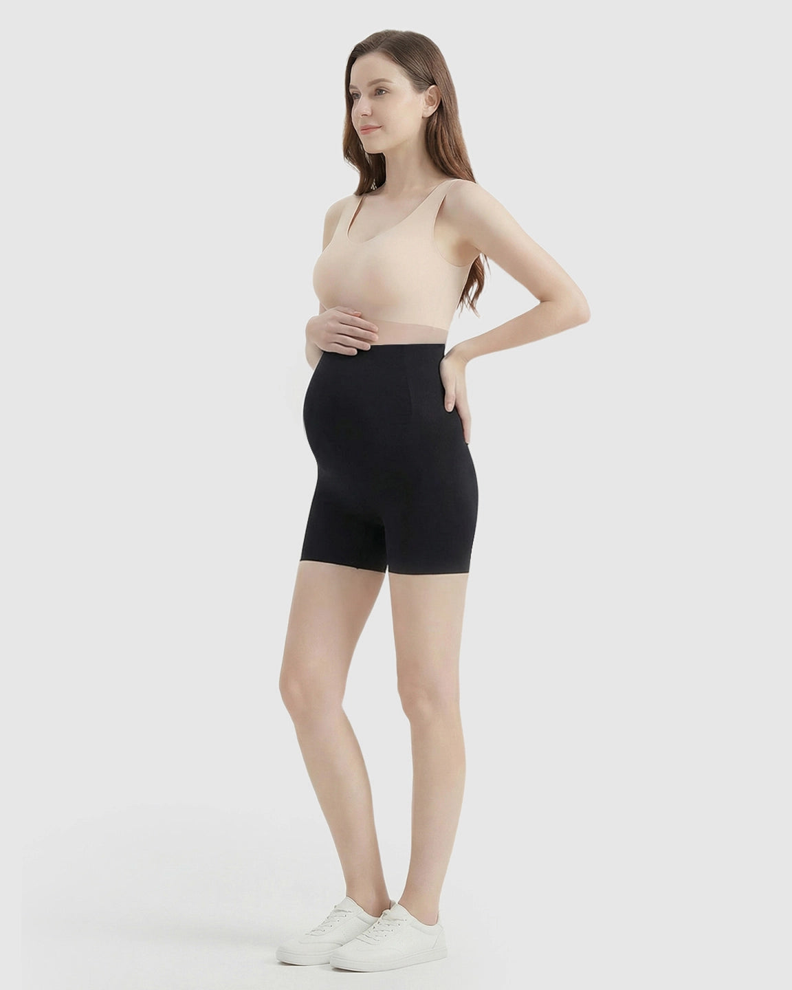High-Waist Belly Support Seamless Slim Fit Maternity Shorts