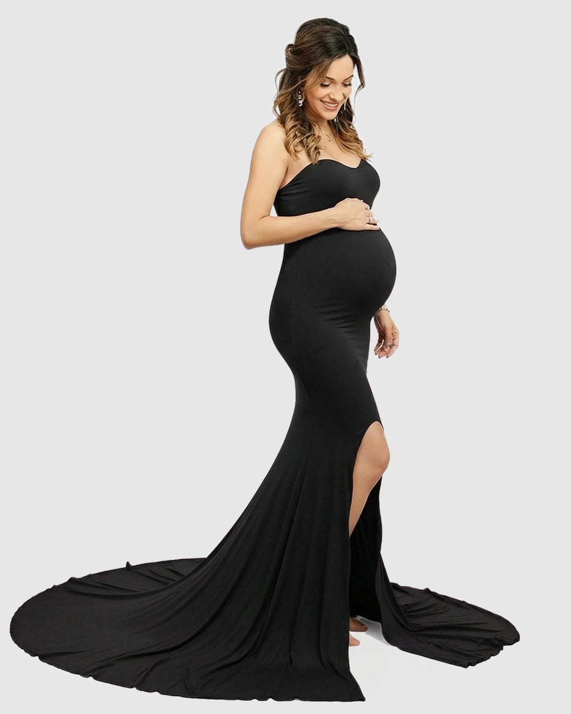 Strapless Sweetheart Neckline Trumpet Silhouette Maternity Gown