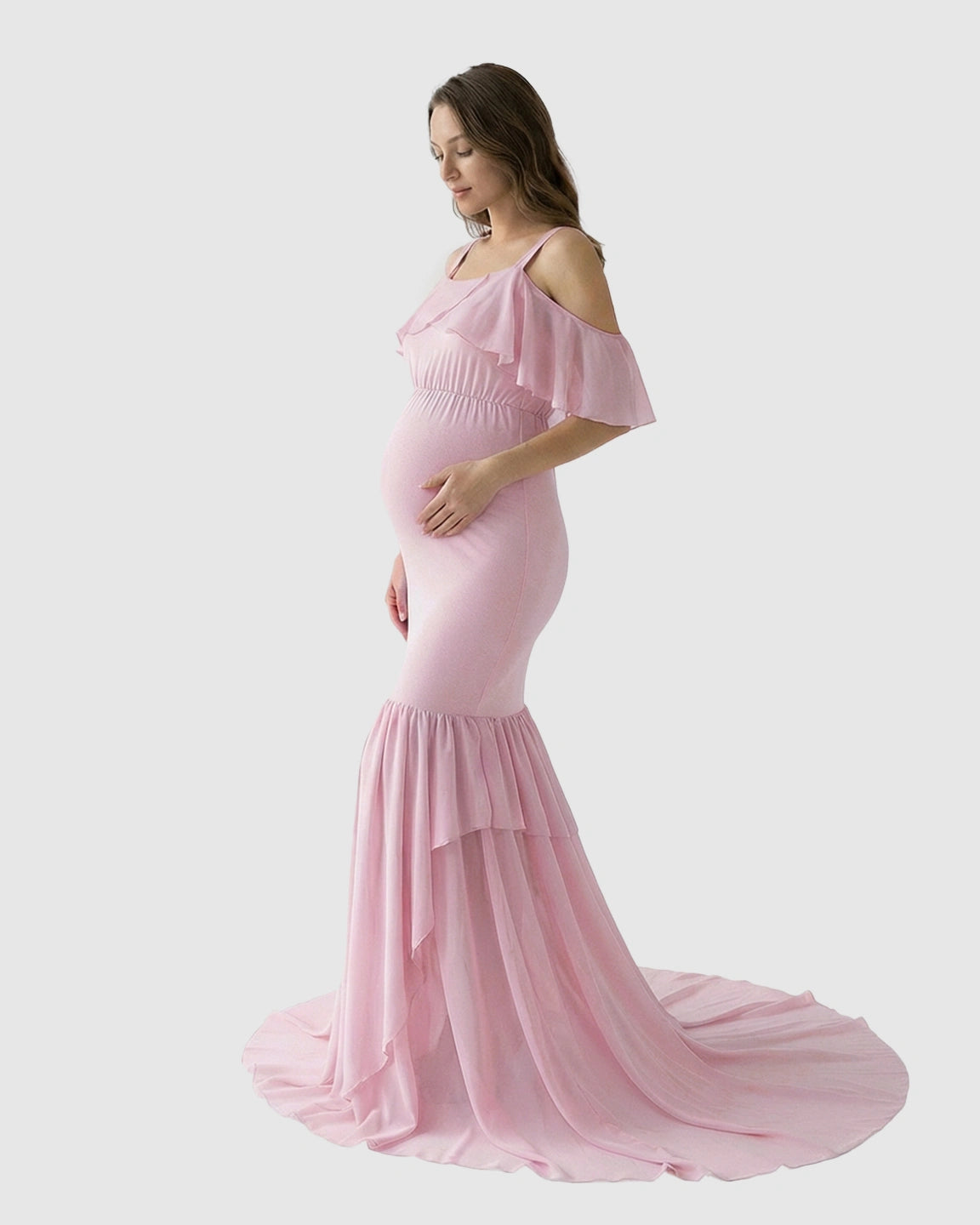 Off-Shoulder Mermaid Trail Maternity Photoshoot Dress