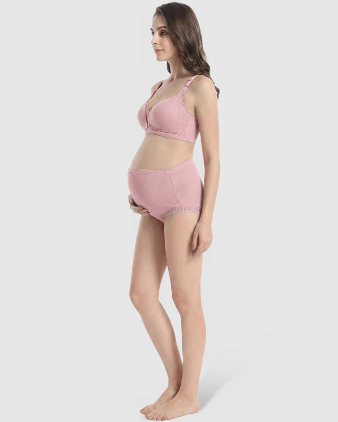 Wire-Free Breathable High-Waist Maternity Nursing Bra & Panty Set