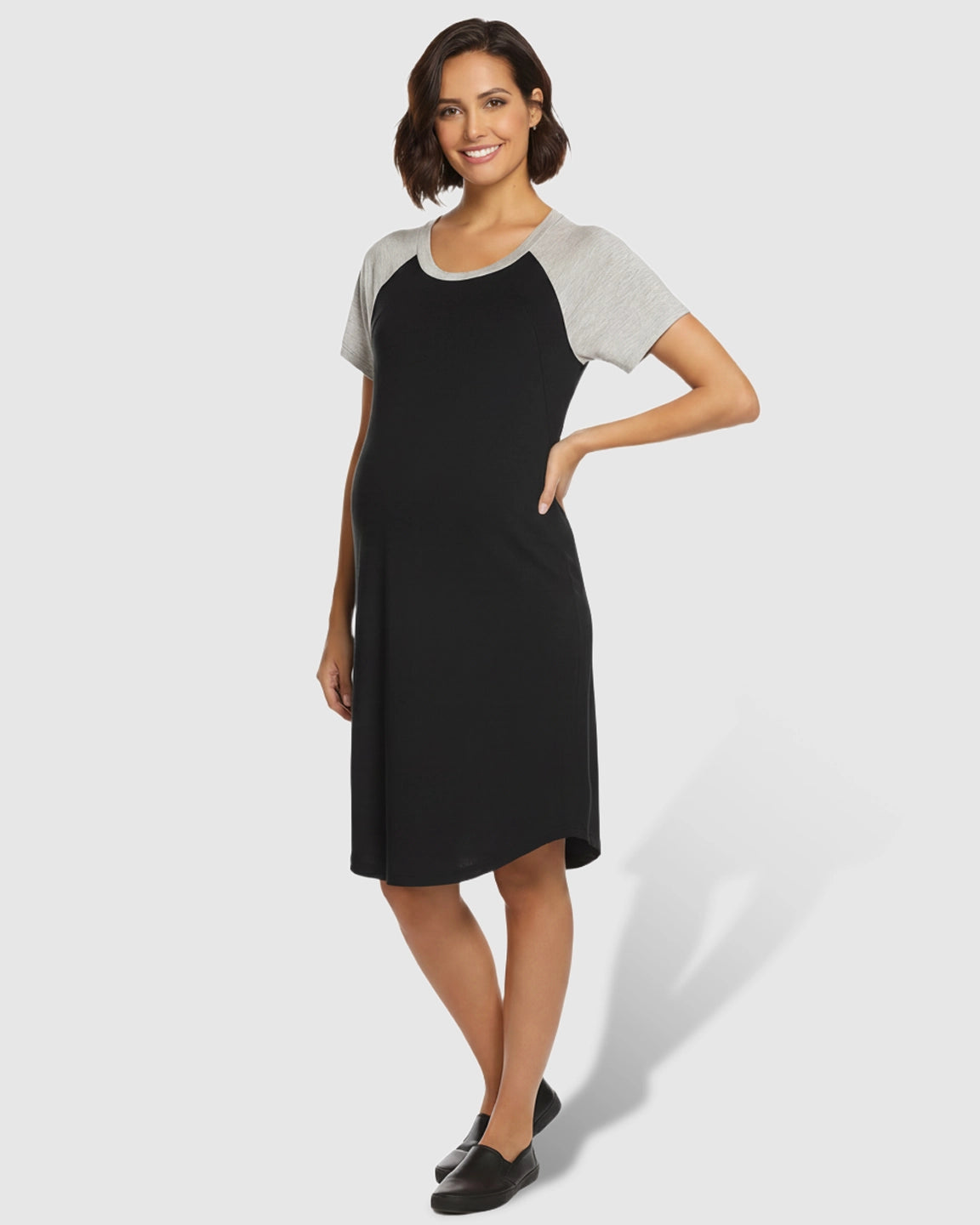 Concealed Nursing Raglan Sleeve Maternity T-Shirt Dress