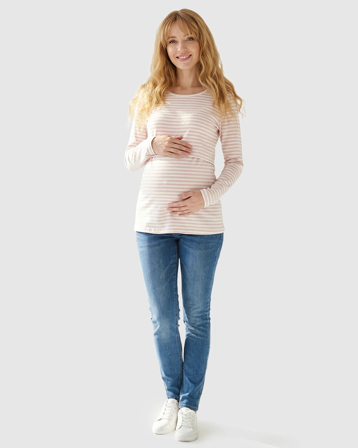 Pull-up Access Striped Print Maternity & Nursing Top