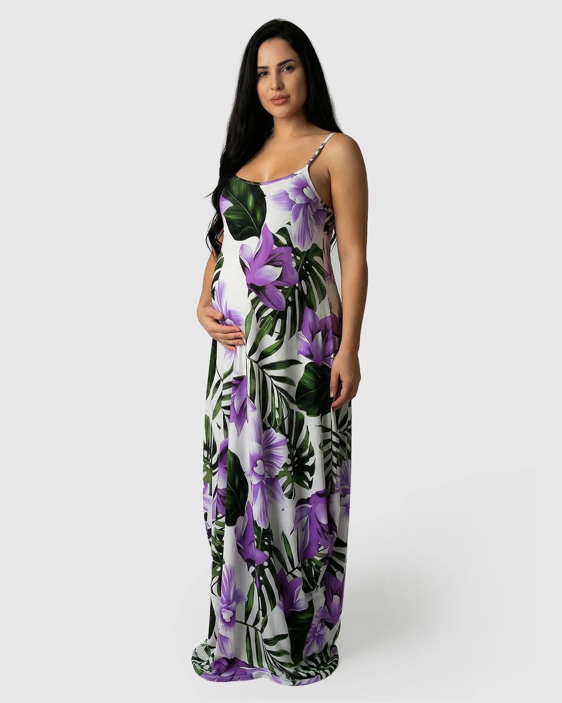 Spaghetti Strap Casual Maternity Maxi Dress
