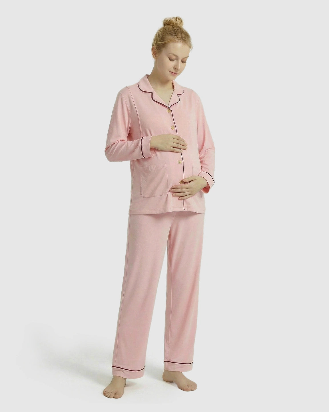 Notched Collar Relax Fit Maternity Loungewear Set