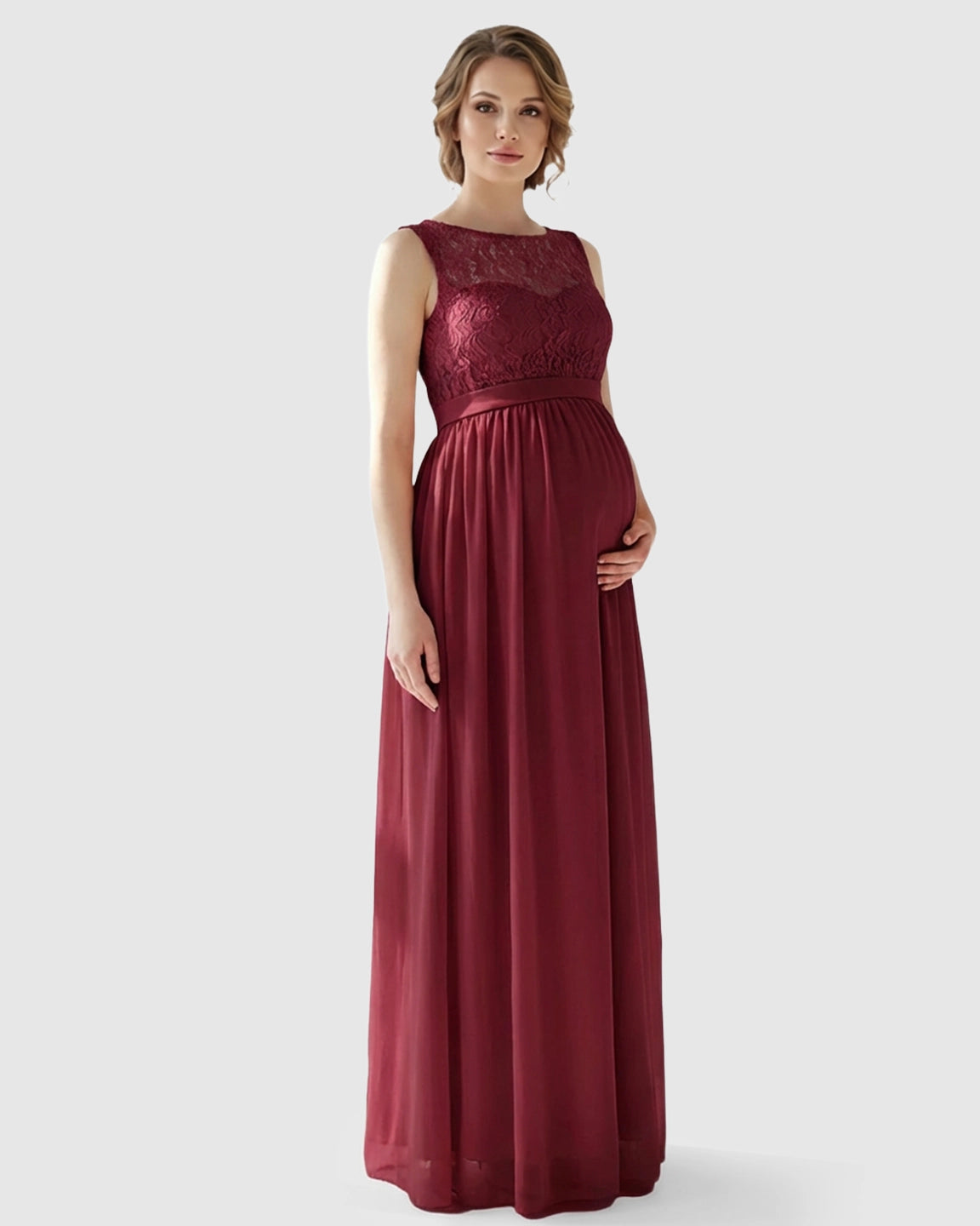 Lace Bodice Elegant Maternity Maxi Dress