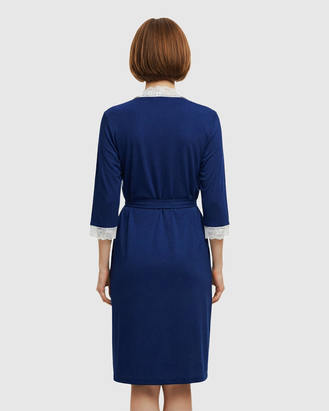 Lace Trim Wrap Maternity Robe