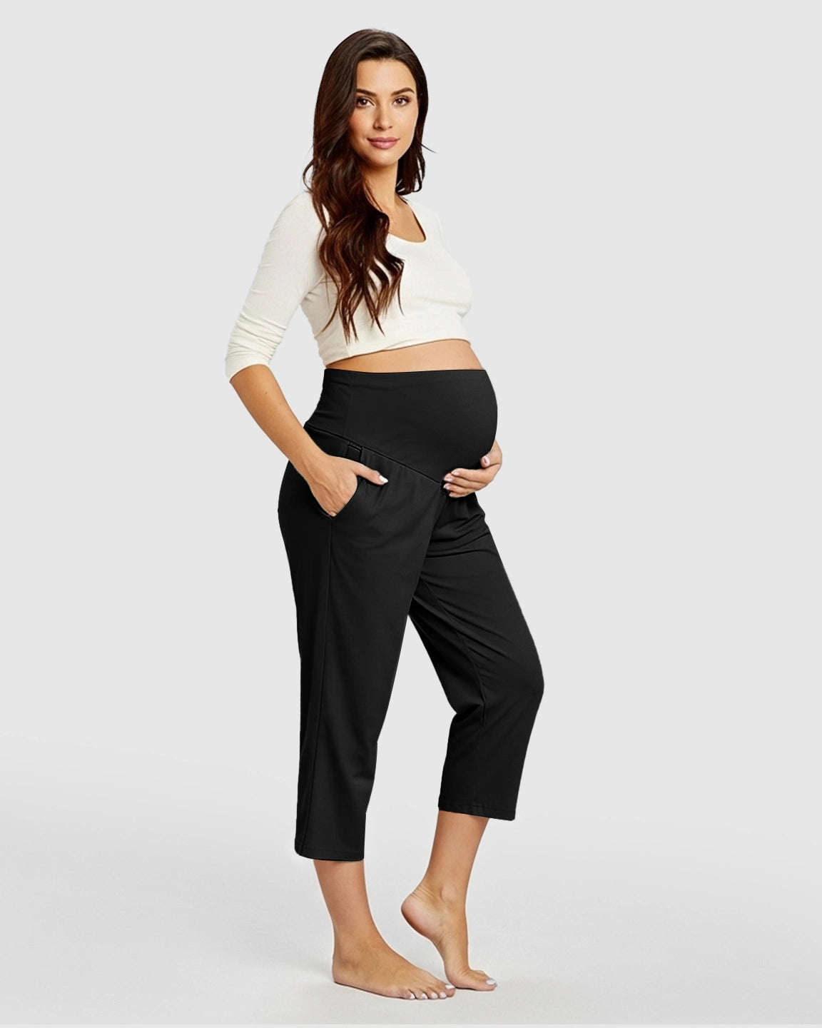High-Waisted Maternity Capri Pants