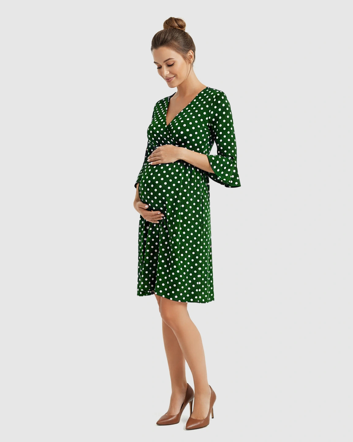 Polka Dot Empire Waist Maternity Short Dress