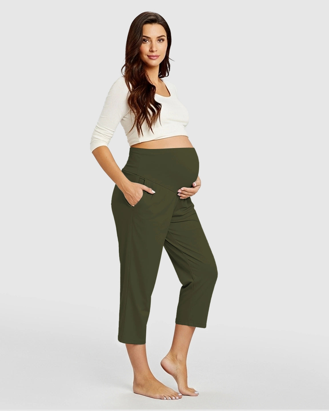 High-Waisted Maternity Capri Pants