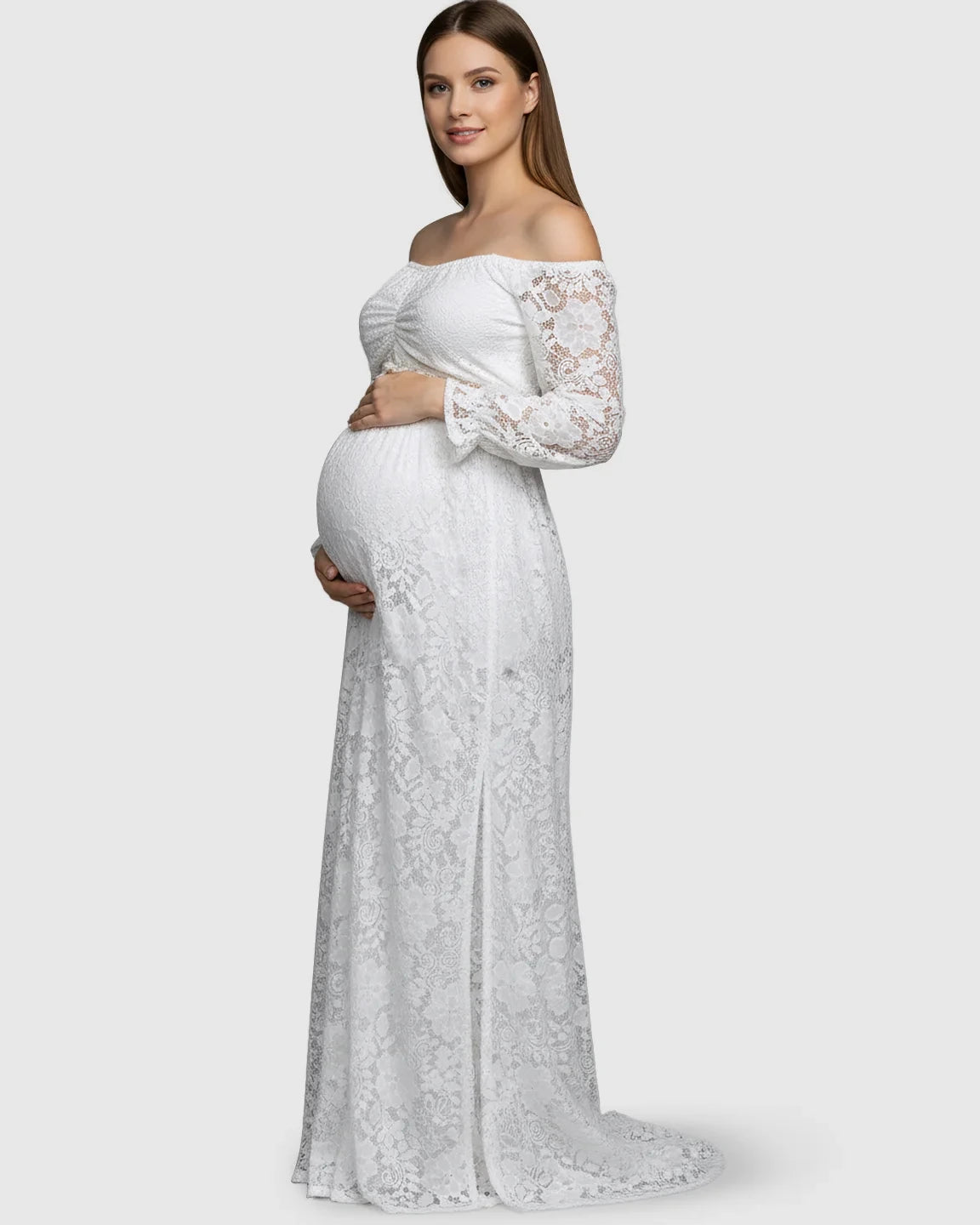 Two Piece Flowing Laced Maternity Photoshoot Dress