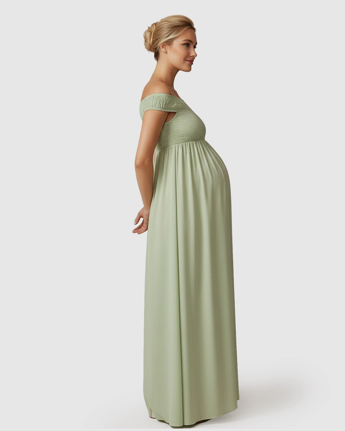 Off-Shoulder Flowy A-line Maternity Maxi Dress