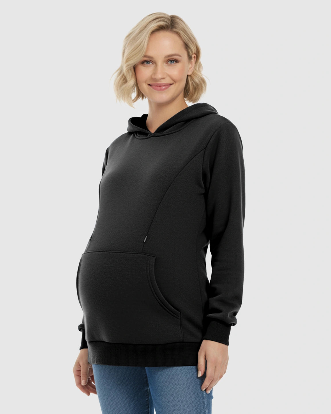 Long-sleeve Kangaroo Pocket Maternity Hoodie