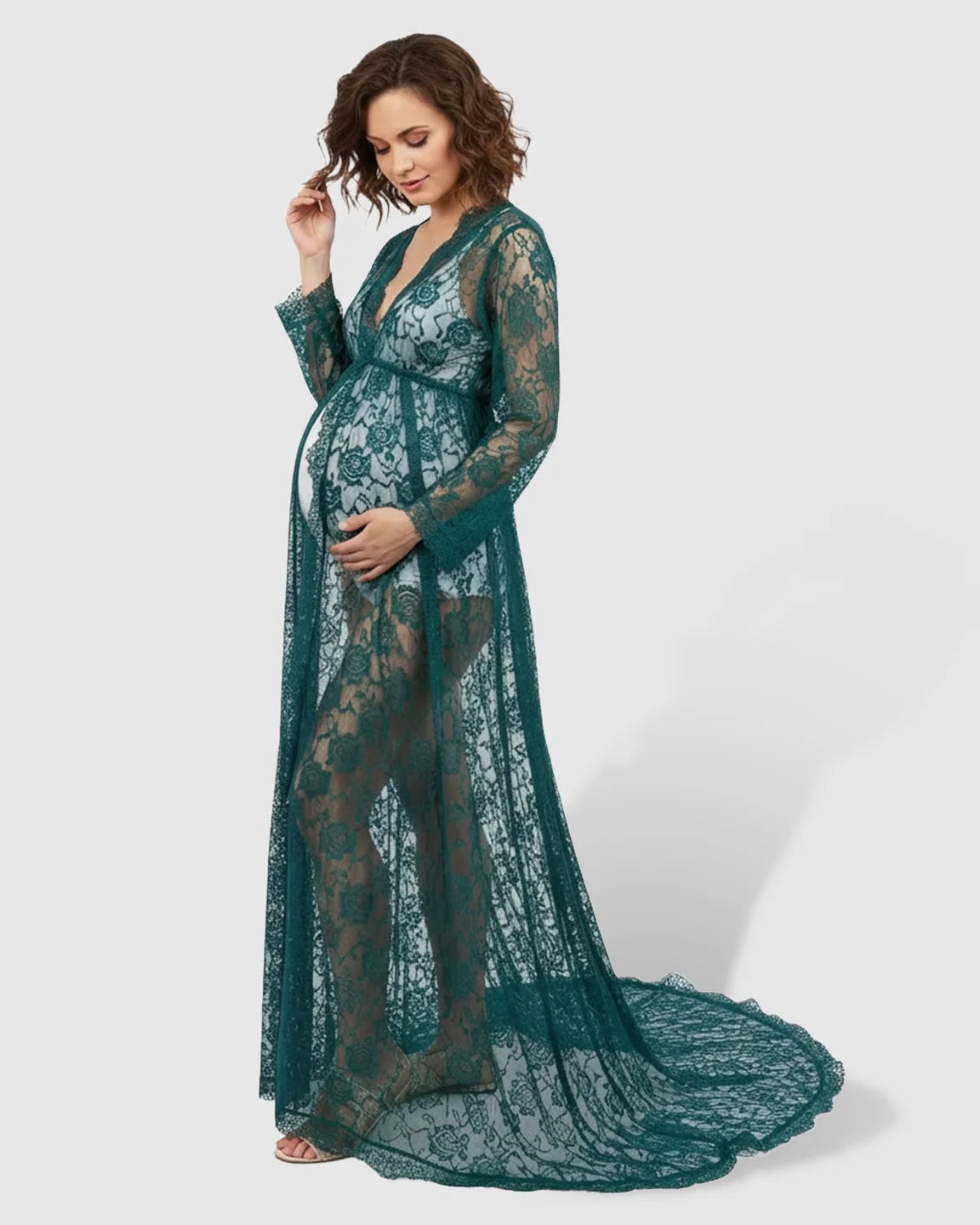 Floral Lace Romantic Maternity Photoshoot Maxi Dress
