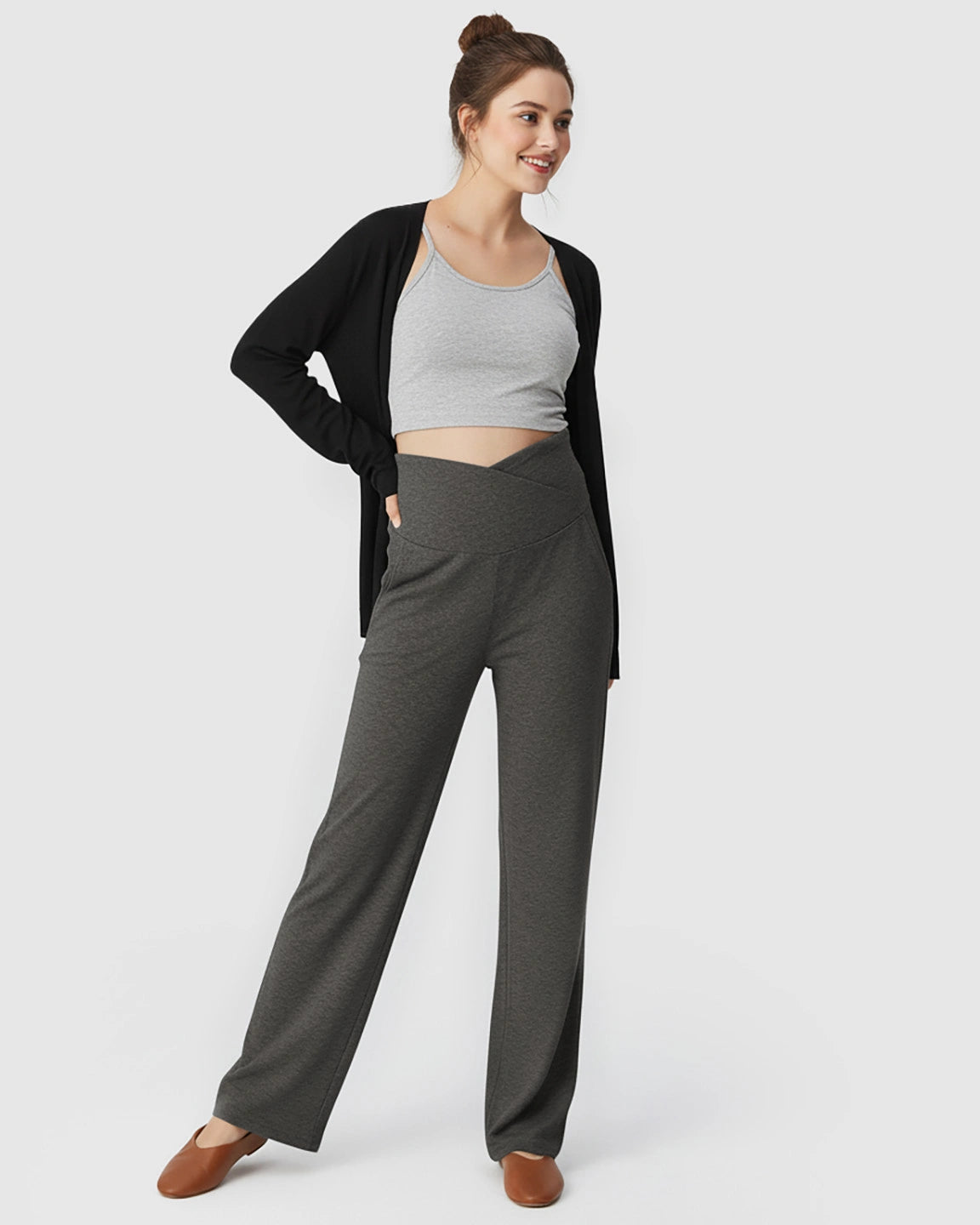 Crossover Waist Wide-Leg Maternity Lounge Pants