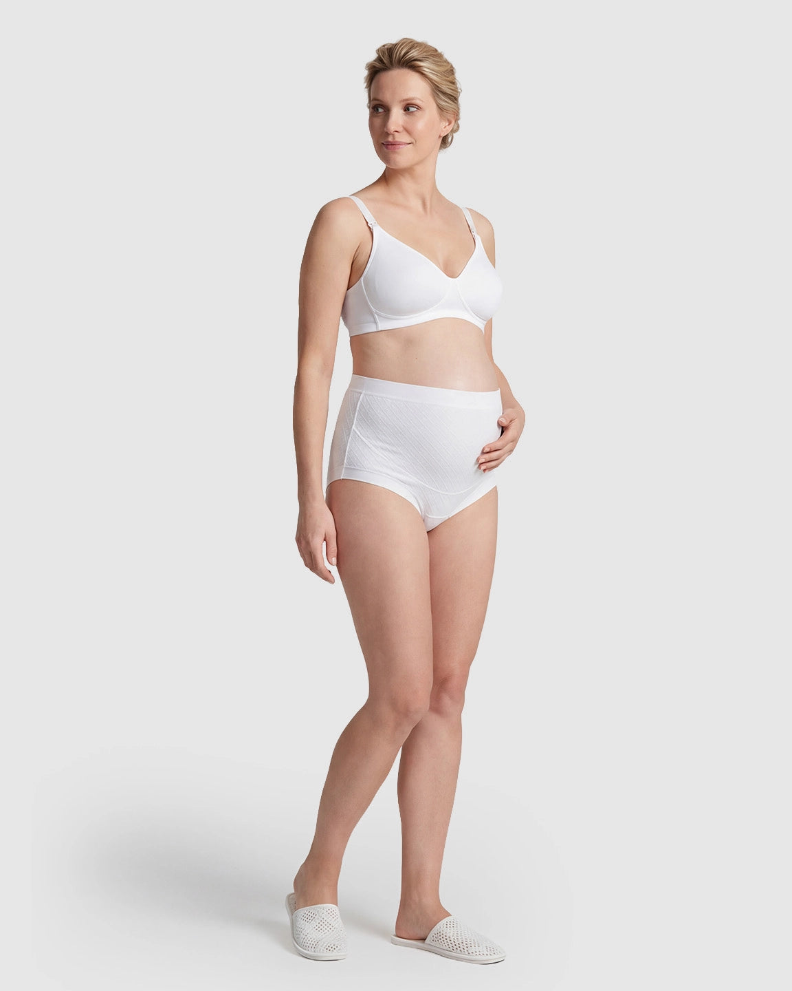 Mid-Waist Check Pattern Maternity Underwear