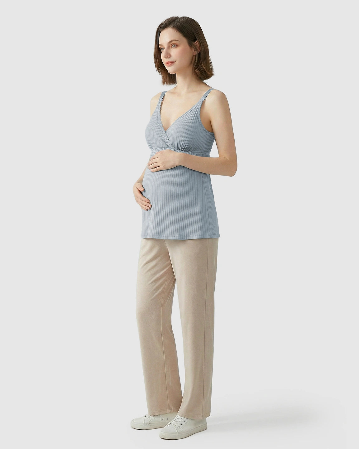 Easy-Access Crisscross Ribbed Nursing Camisole