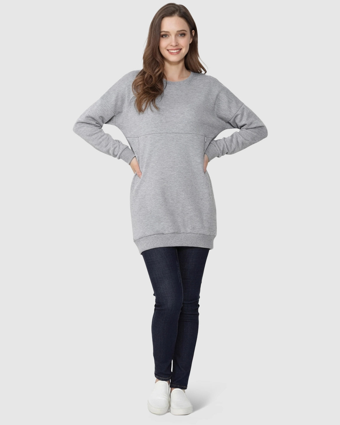 Discreet Zipper Nursing Access Casual Maternity Top