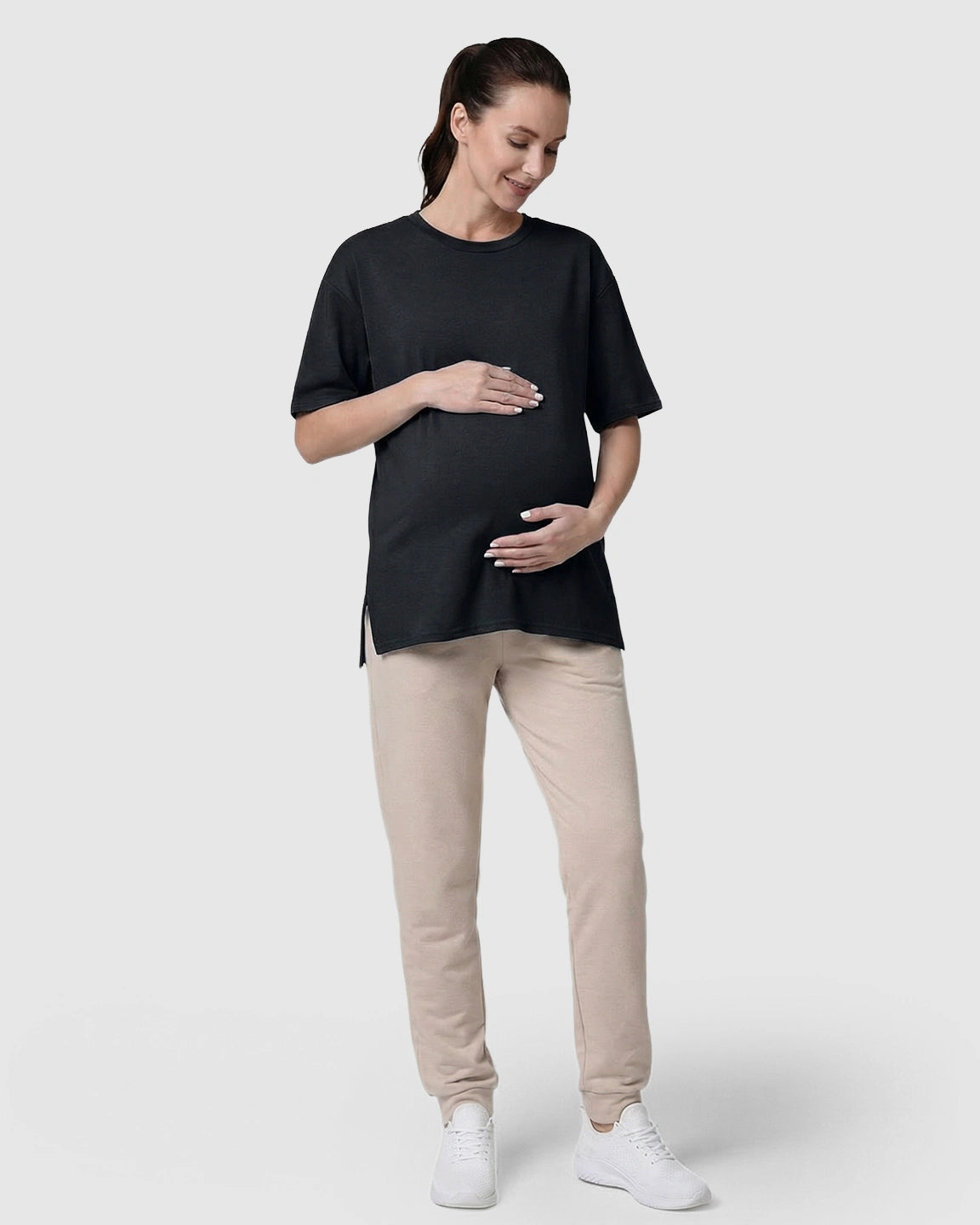 Zipper-Slits Casual Maternity Nursing T-Shirt