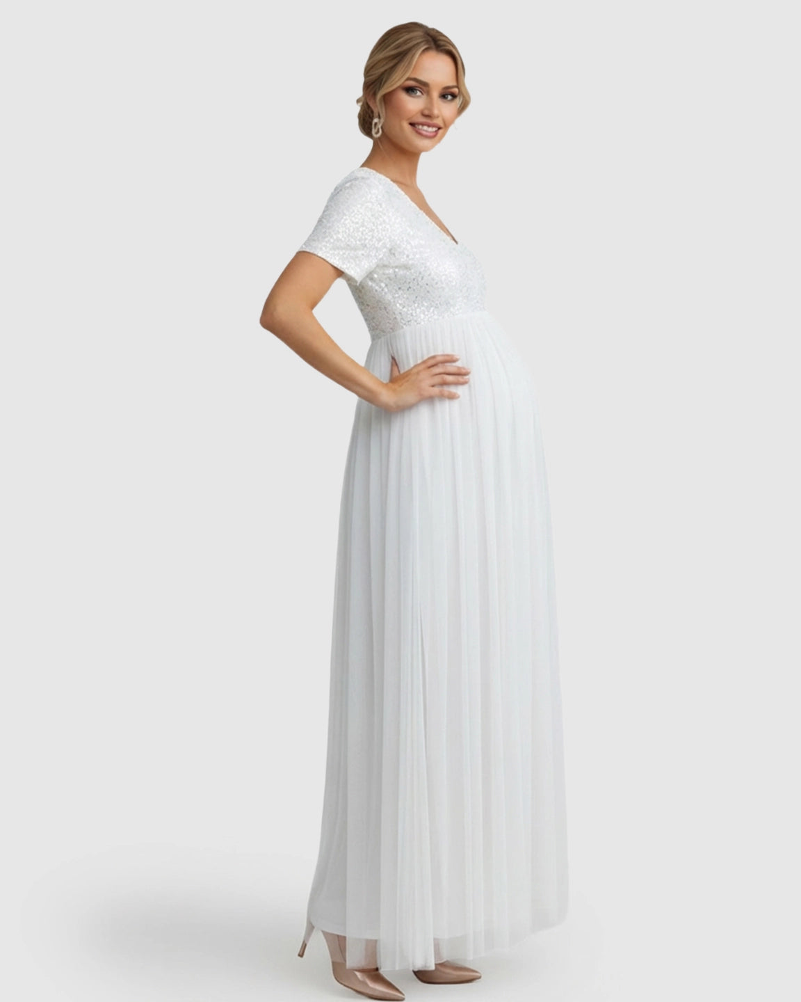 Sequin Bodice Glamorous Maternity Maxi Dress