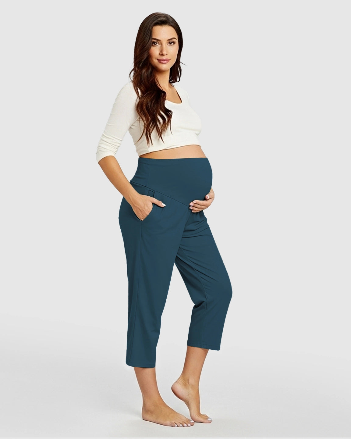 High-Waisted Maternity Capri Pants