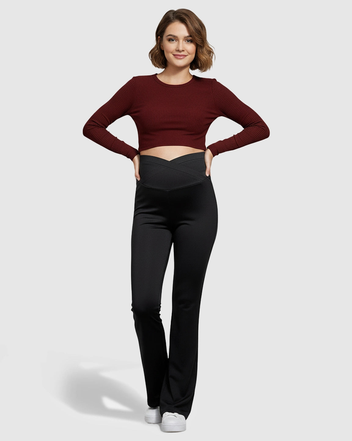 Crossover Waist Flared Maternity Pants