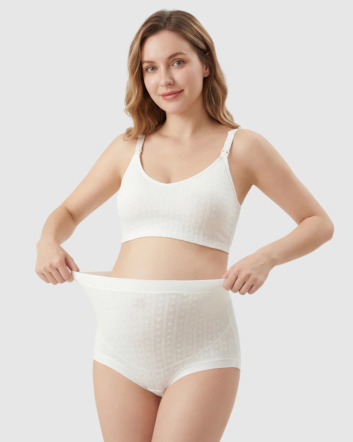 Embossed Heart Mid-Waist Maternity Underwear