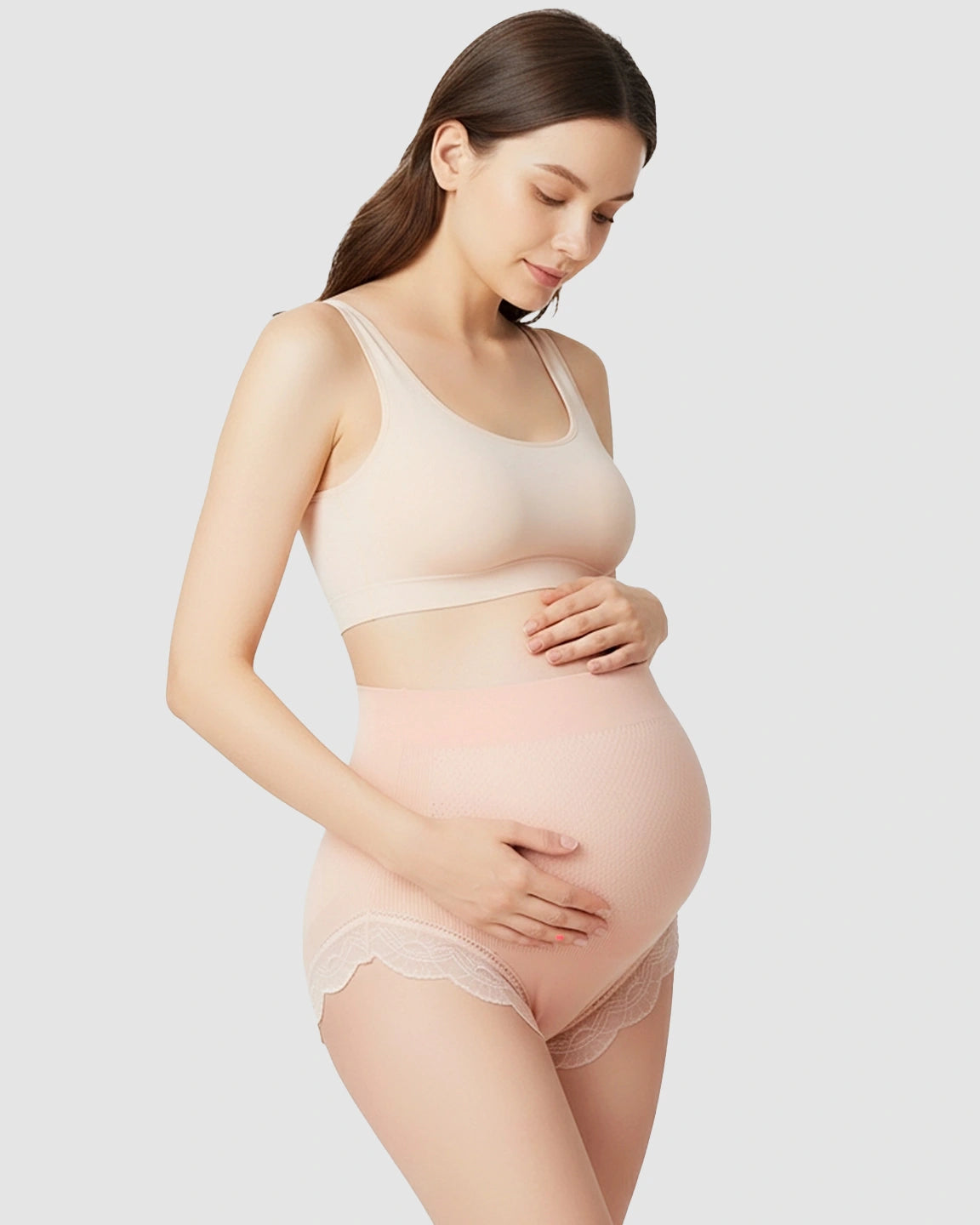 High-Waist Seamless Lace-Trim Maternity Panties