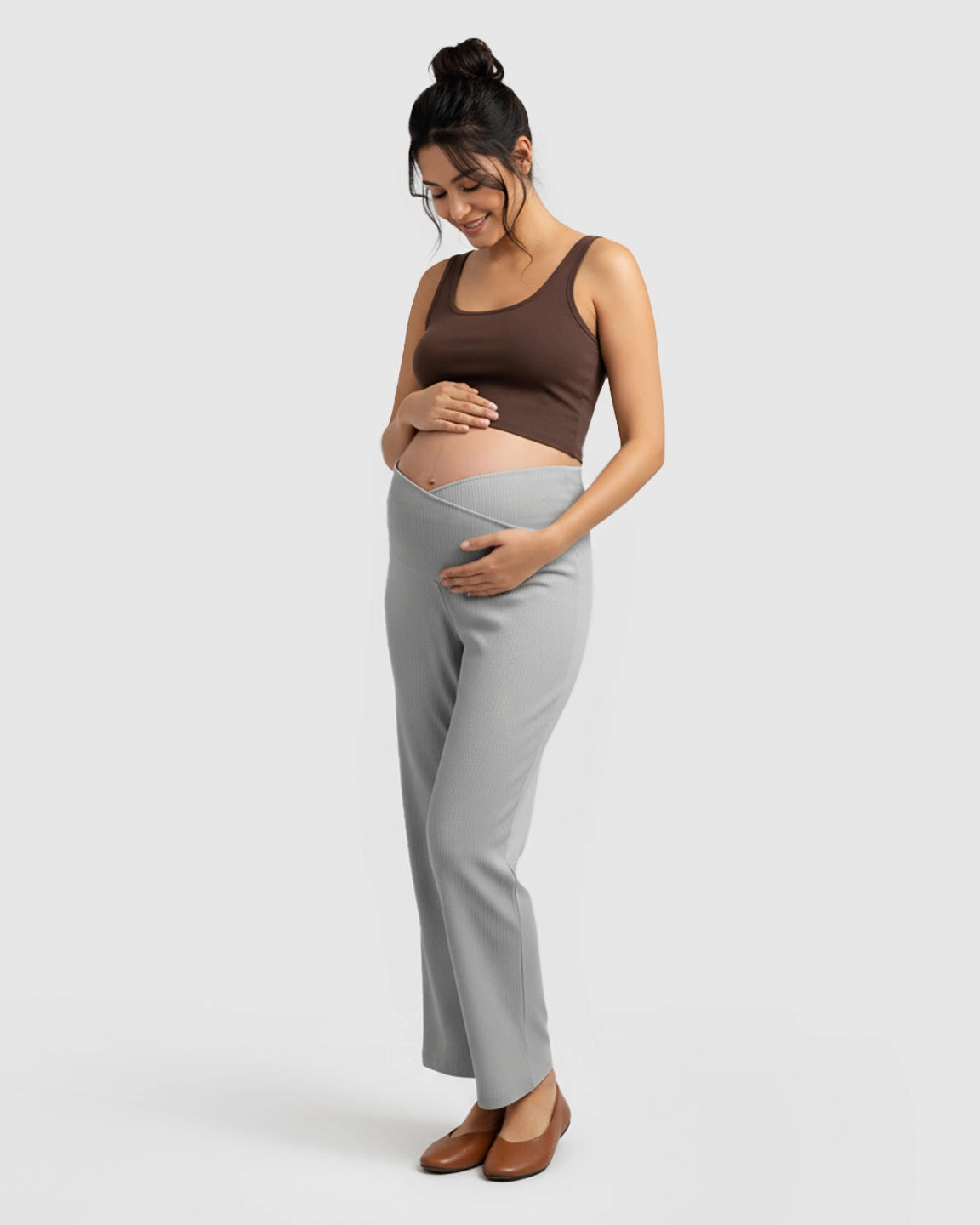 High-Waisted Wide-Leg Tailored Maternity Pants