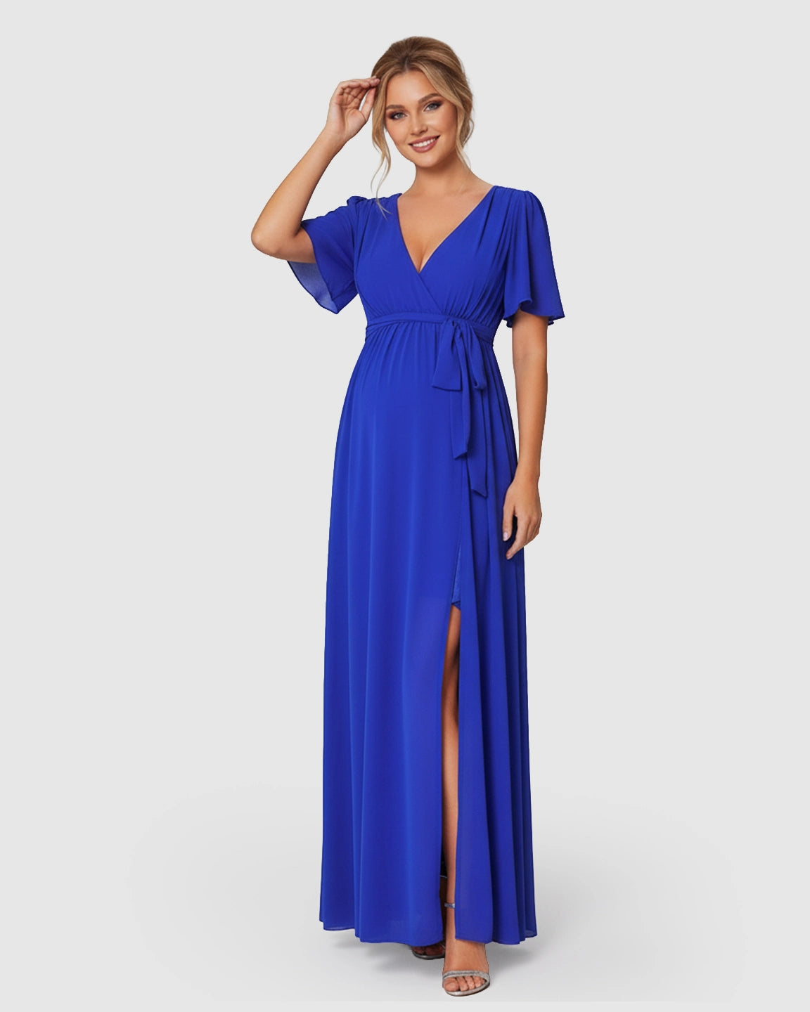 V-Neck A-line Maternity Maxi Dress