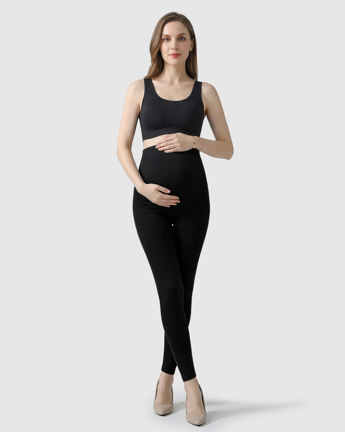 High-Waist Belly Support Maternity Leggings