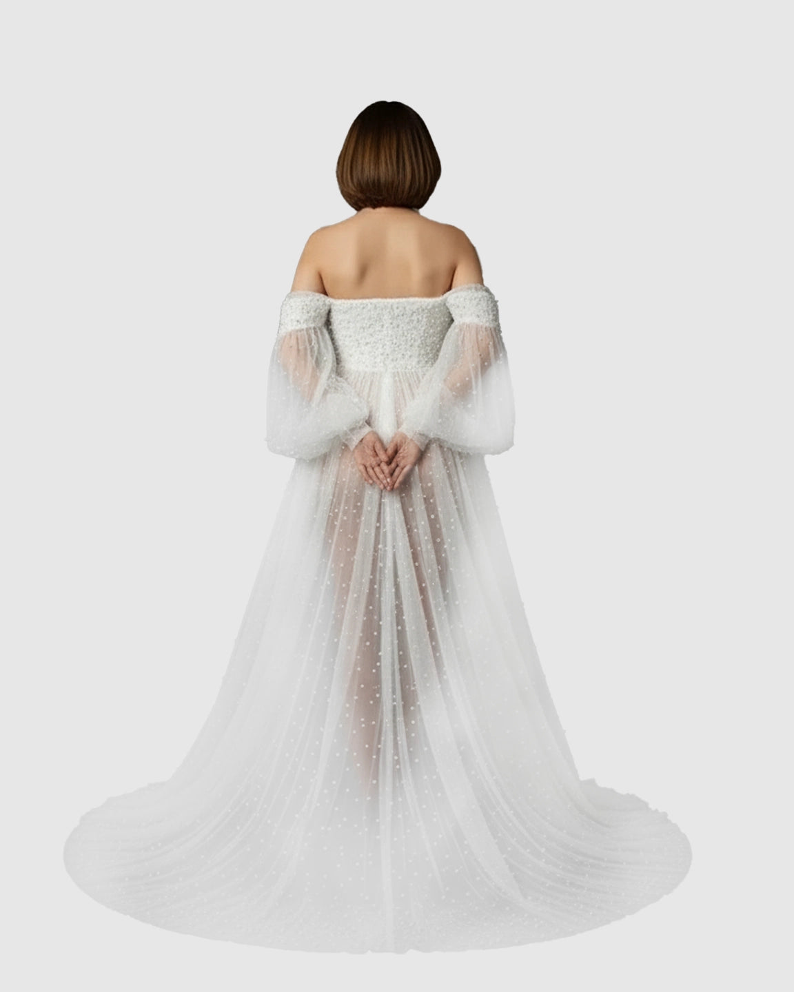 Puff Sleeve Voluminous Skirt Maternity Gown