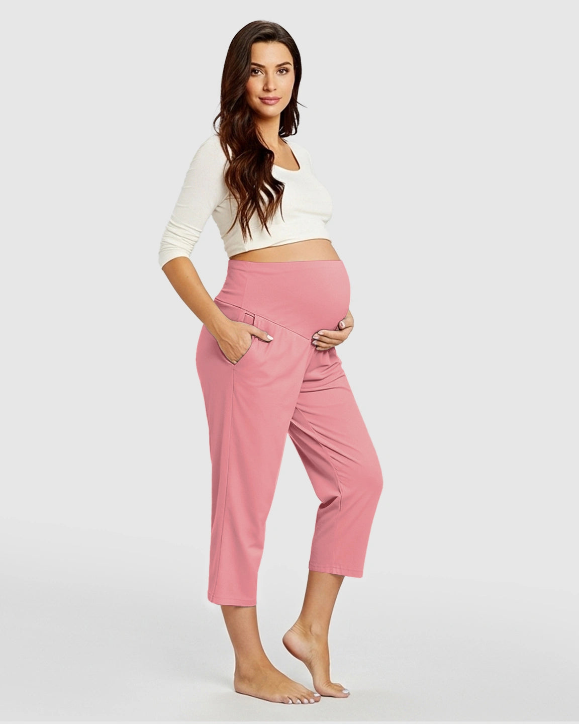 High-Waisted Maternity Capri Pants
