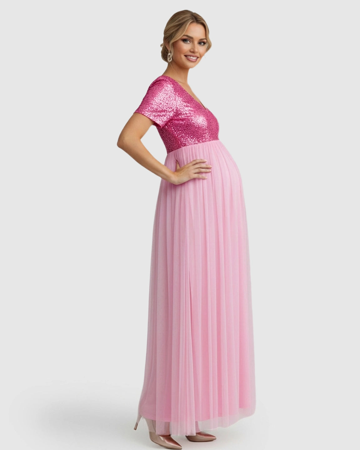Sequin Bodice Glamorous Maternity Maxi Dress