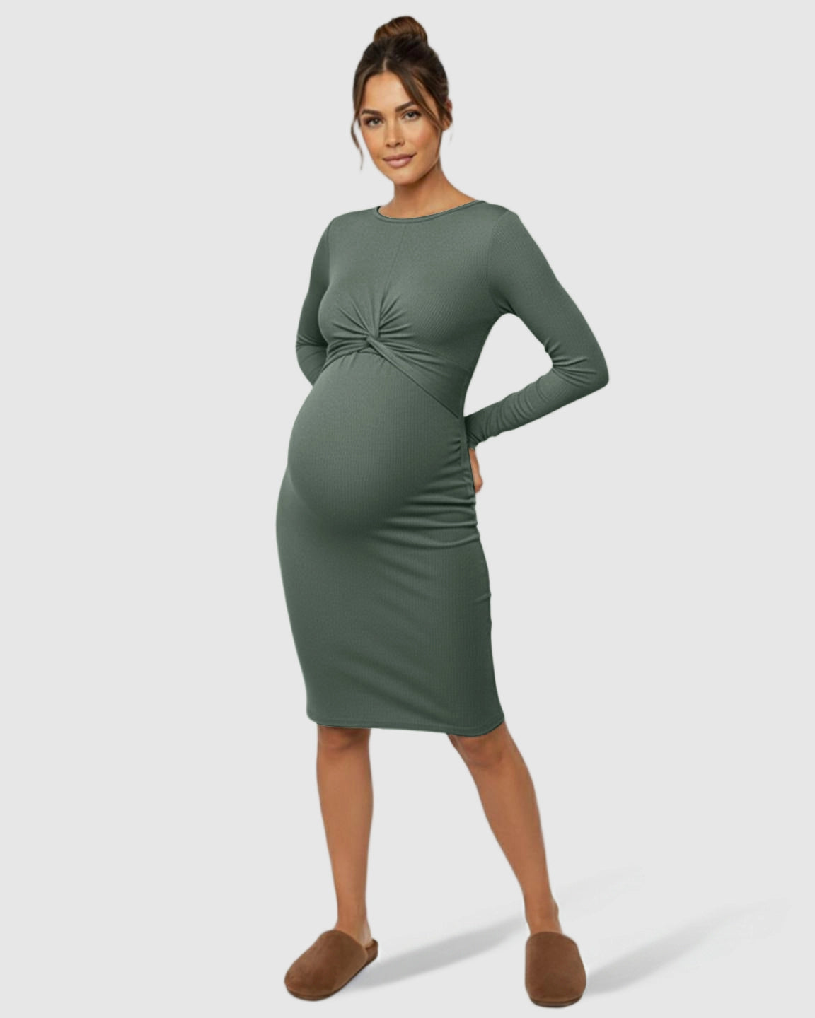 Twist-Front Bodycon Maternity Short Dress