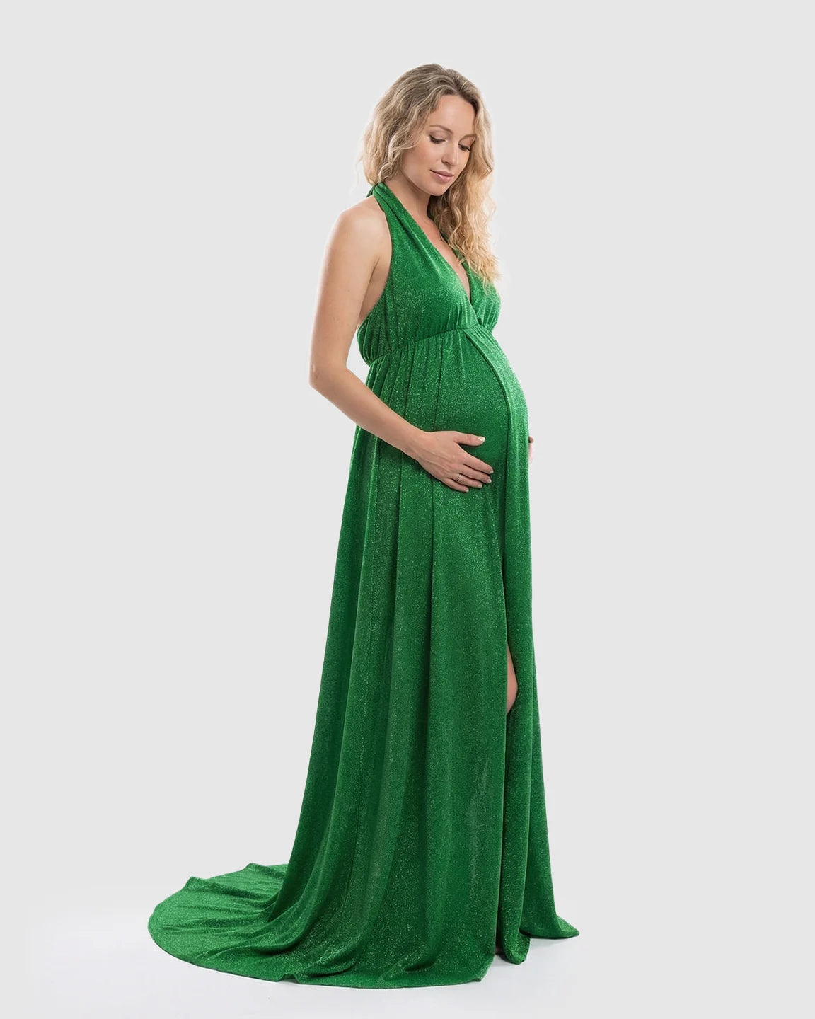 Tie-Back Flowing Maternity Evening Gown
