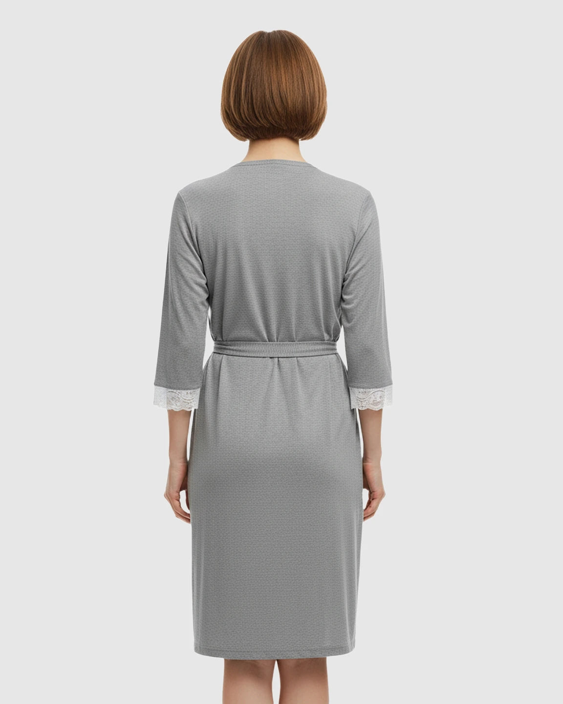 Lace Trim Wrap Maternity Robe