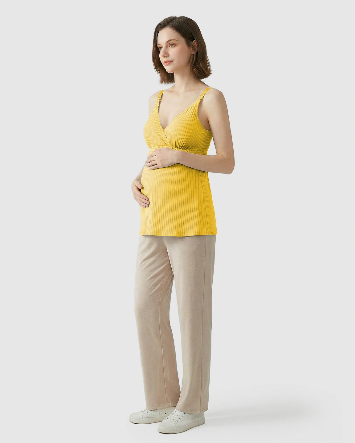 Easy-Access Crisscross Ribbed Nursing Camisole