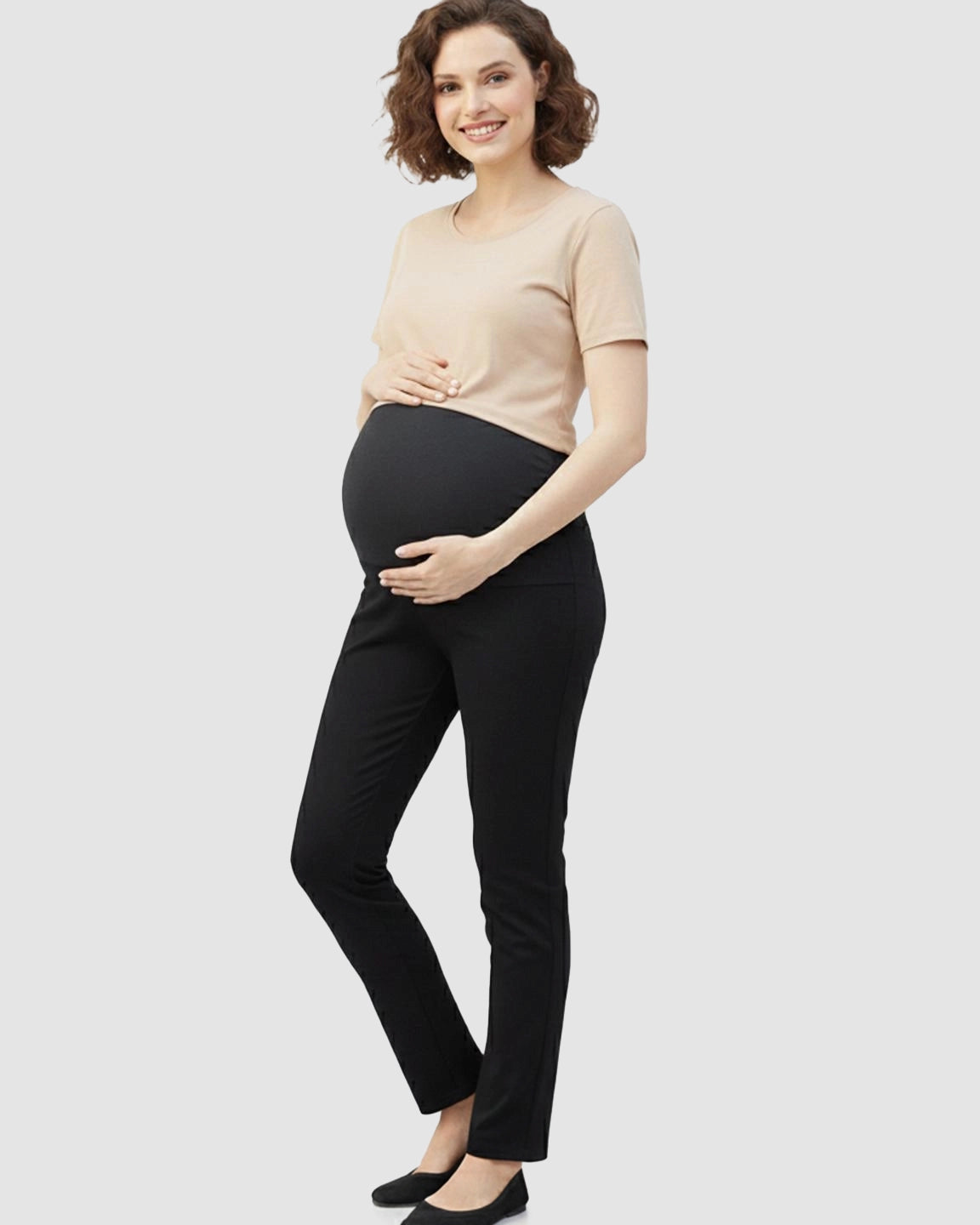 High-Waisted Slim Fit Stretch Maternity Pants