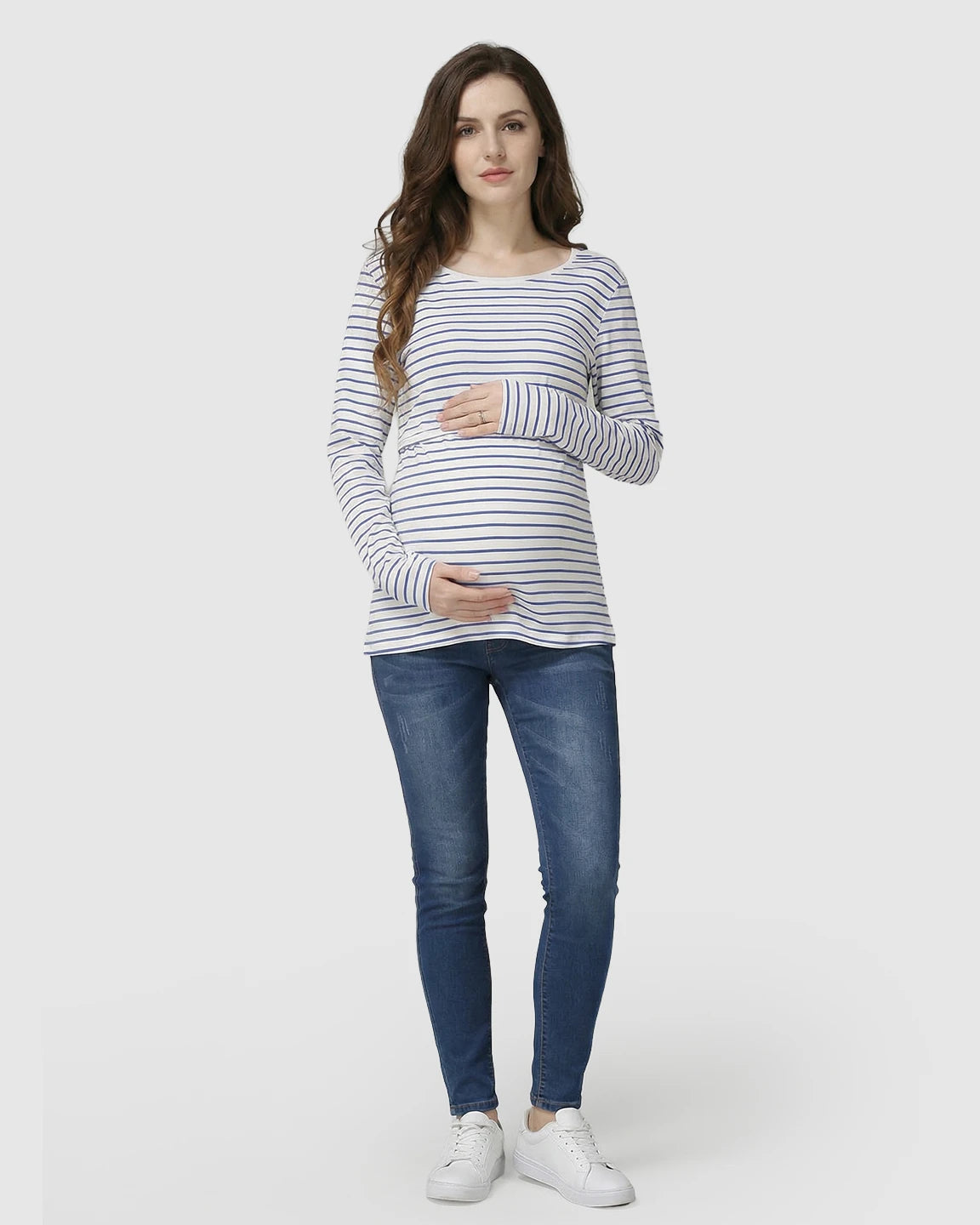 Long-Sleeve Striped Pull-up Maternity & Nursery Top