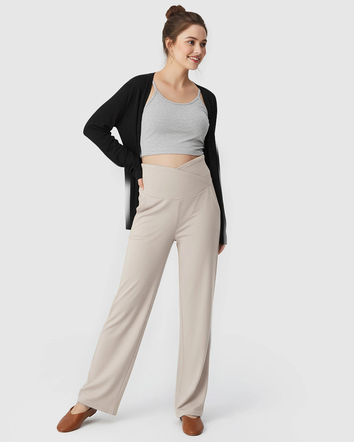 Crossover Waist Wide-Leg Maternity Lounge Pants