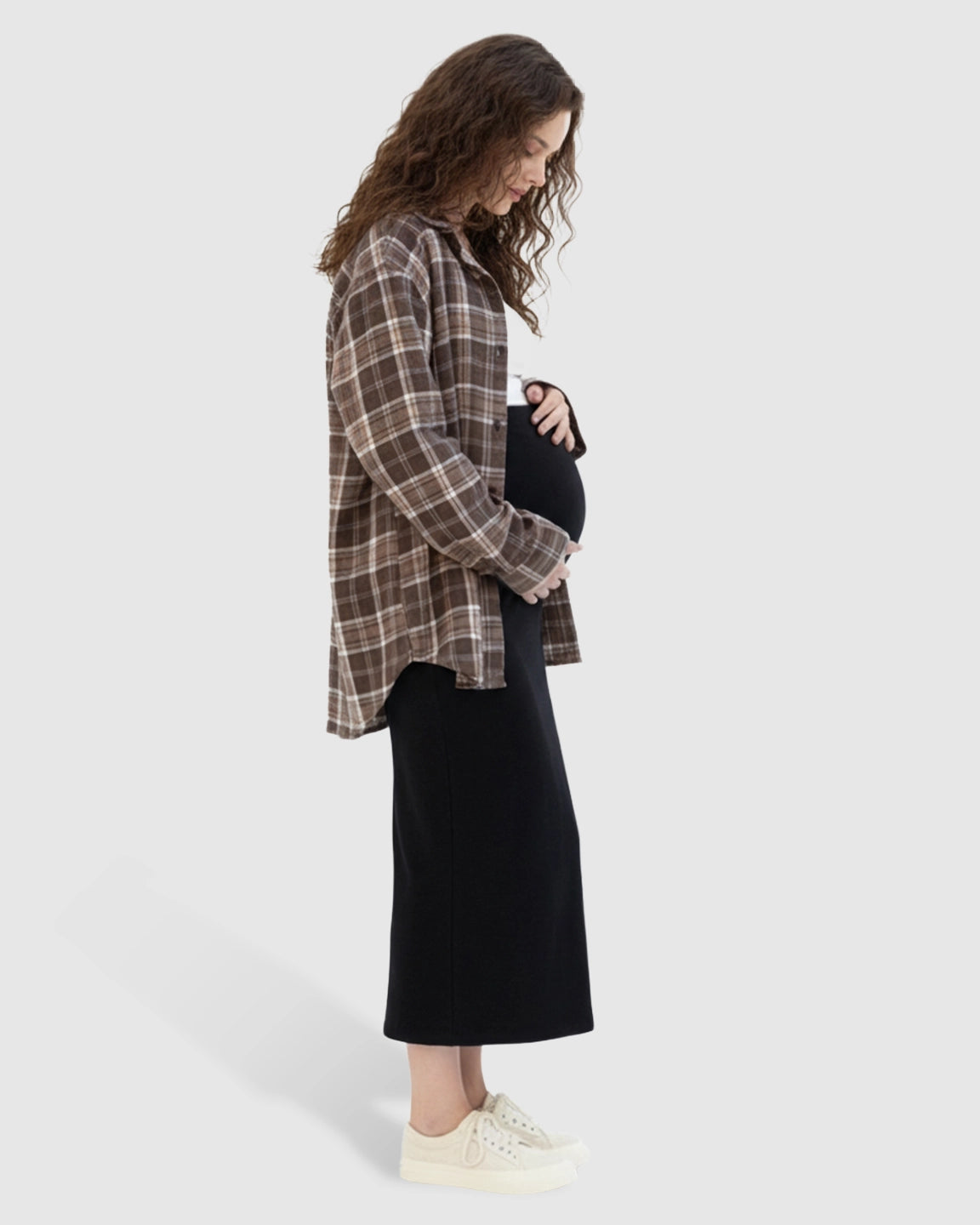 Skin-Friendly Casual Maternity Midi Skirt