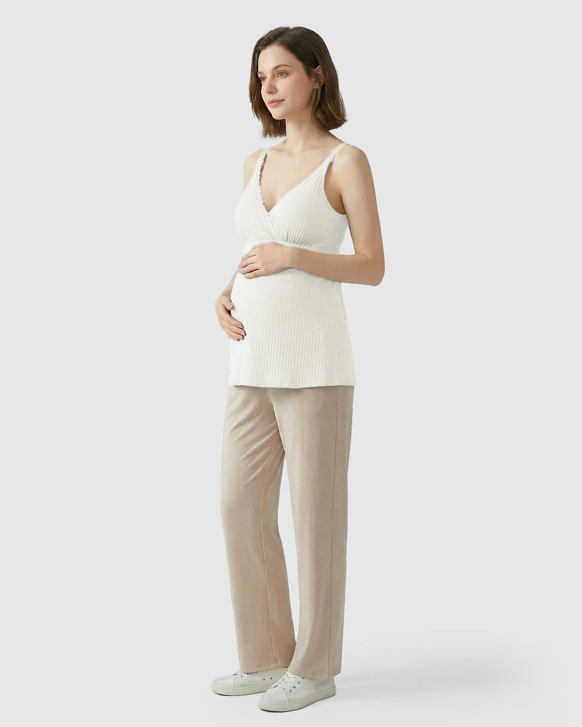 Easy-Access Crisscross Ribbed Nursing Camisole