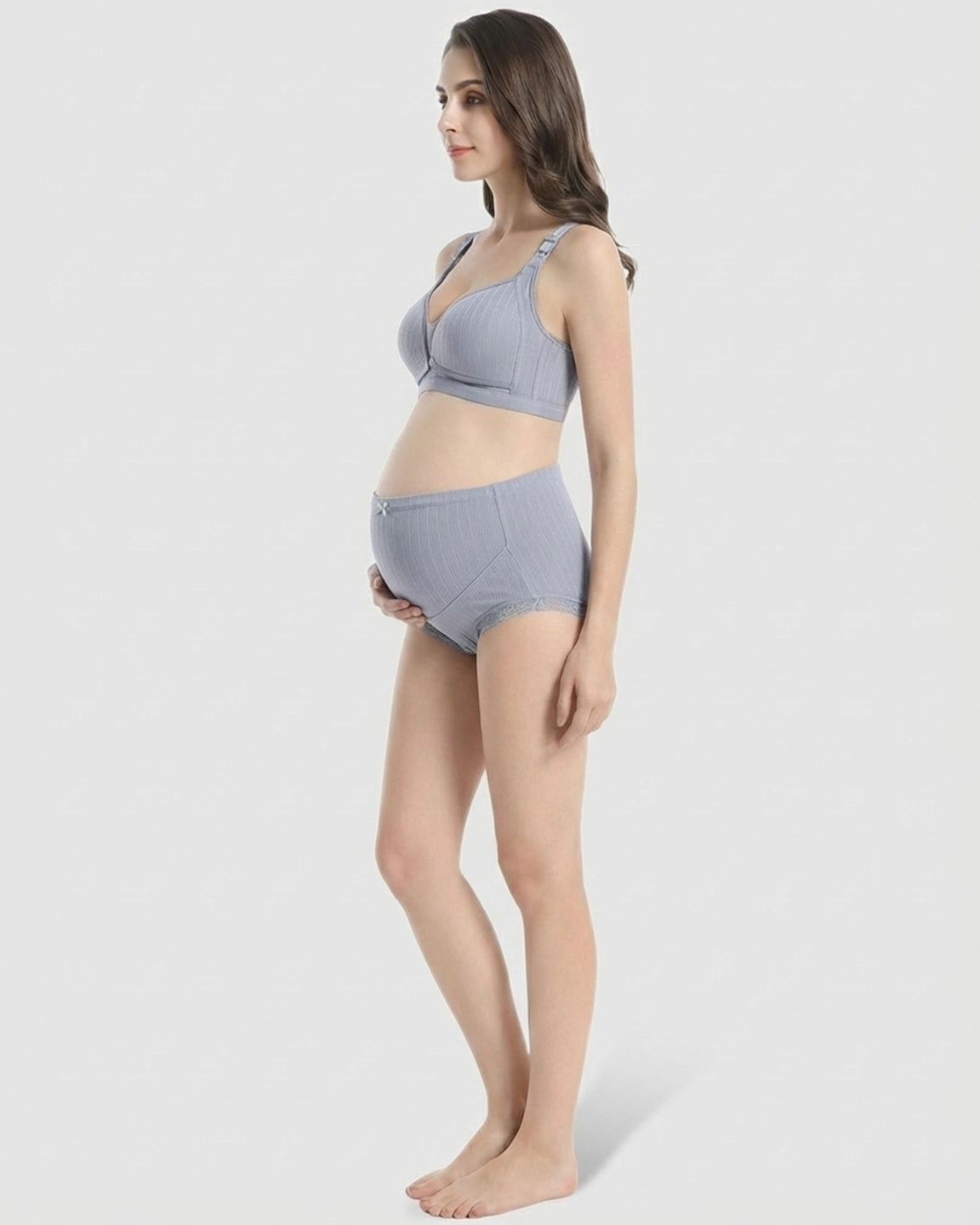 Wire-Free Breathable High-Waist Maternity Nursing Bra & Panty Set