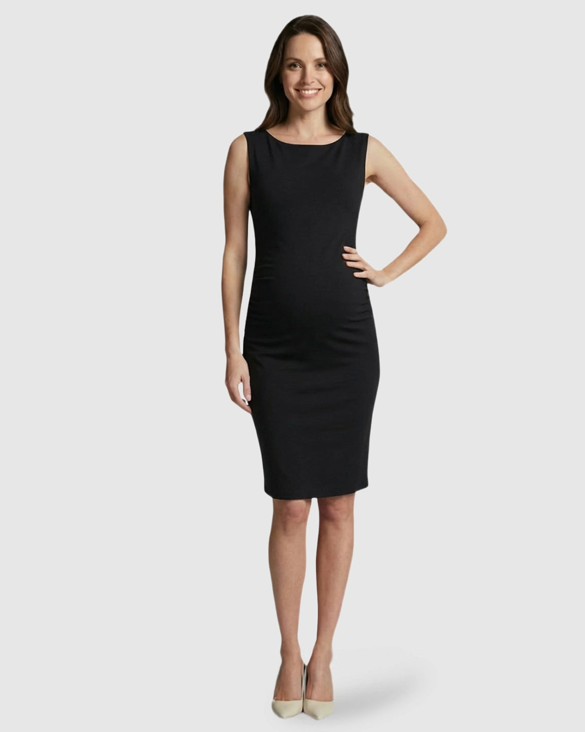 Striped Sleeveless Bodycon Maternity Midi Dress