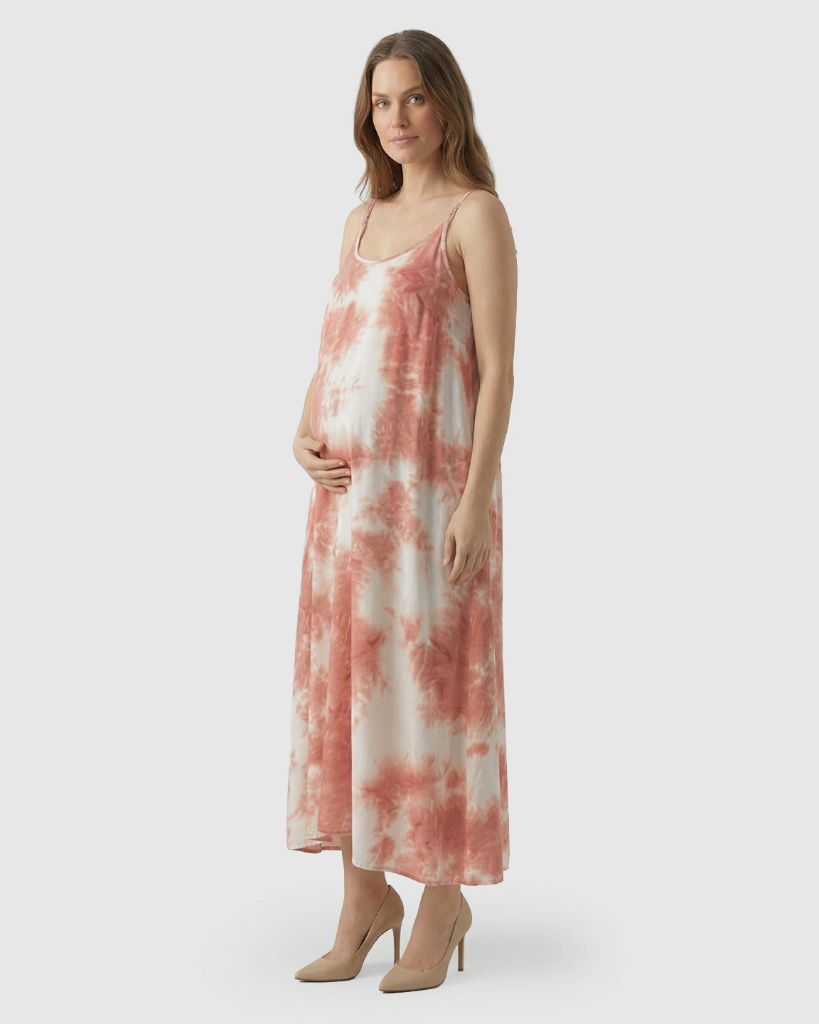 Spaghetti-Strap Tie-Dye Maternity Maxi Dress