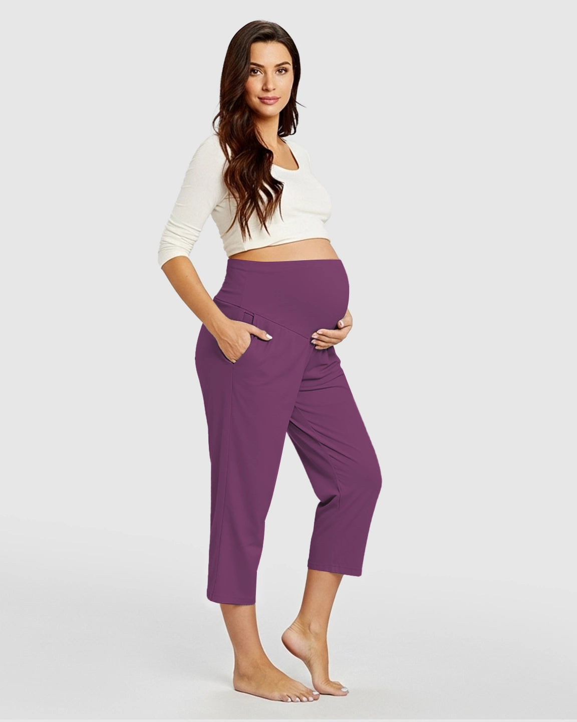 High-Waisted Maternity Capri Pants