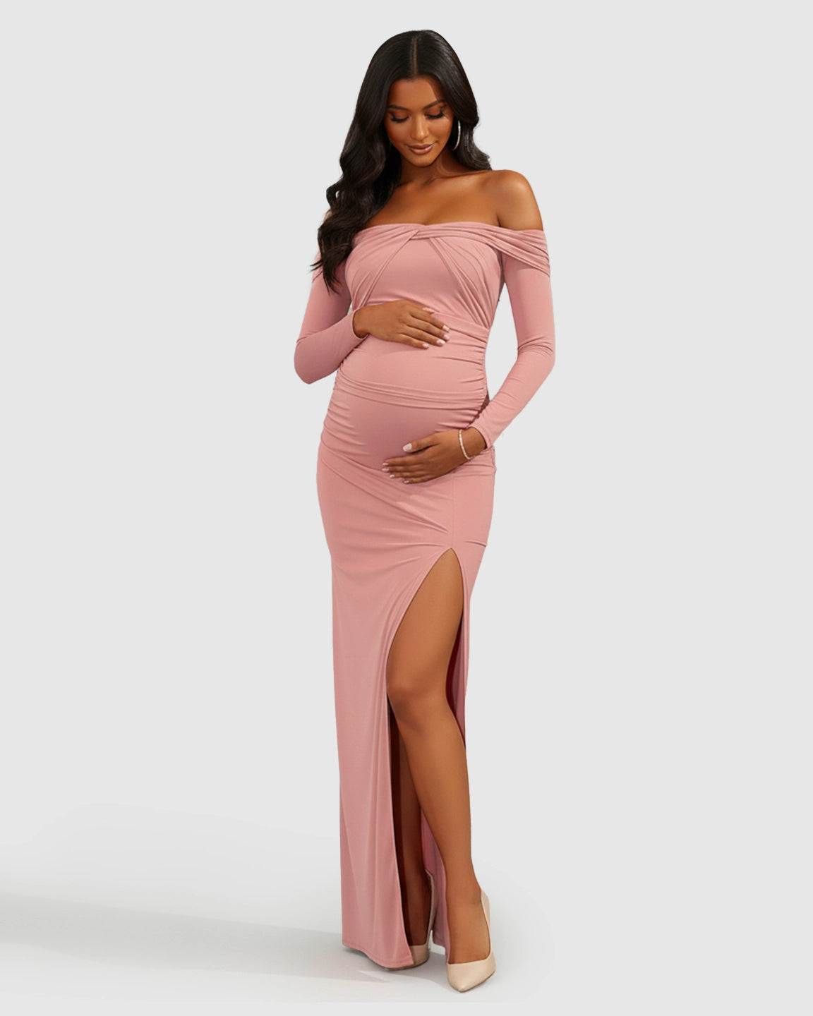 Ruched Bodice Bodycon Maternity Photoshoot Dress