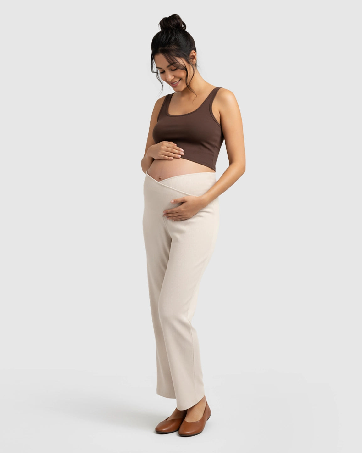 High-Waisted Wide-Leg Tailored Maternity Pants