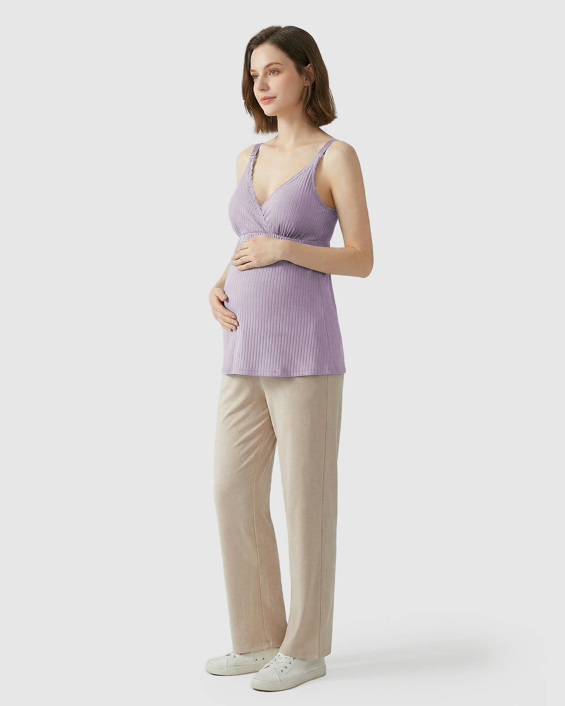 Easy-Access Crisscross Ribbed Nursing Camisole